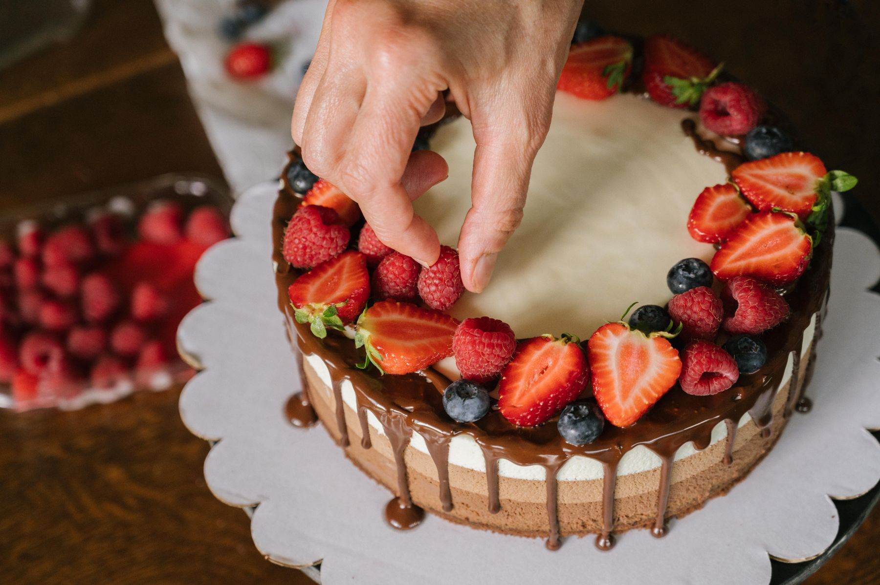 A strawberry celebration cake.